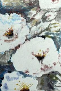 Blüten "Wilde Rosen", Papierguss 80 x 80 cm gerahmt
